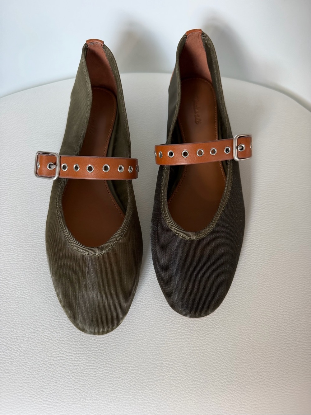 Madewell The Remy Mesh Mary Jane Flats - Olive Green - Size 8 - Picture 3 of 4